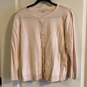 Loft long sleeve button sweater in pink - size L